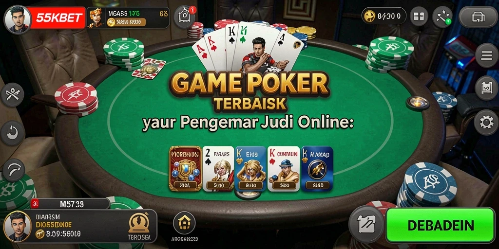 Tampilan gameplay poker seru di 55KBET.