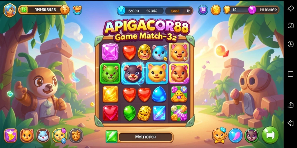 Tampilan gameplay seru dari APIGACOR88 yang penuh warna.