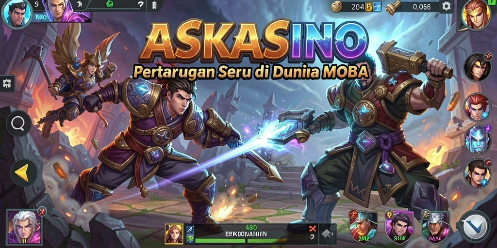 Gameplay seru dari ASKASINO dengan pertarungan MOBA yang intens.