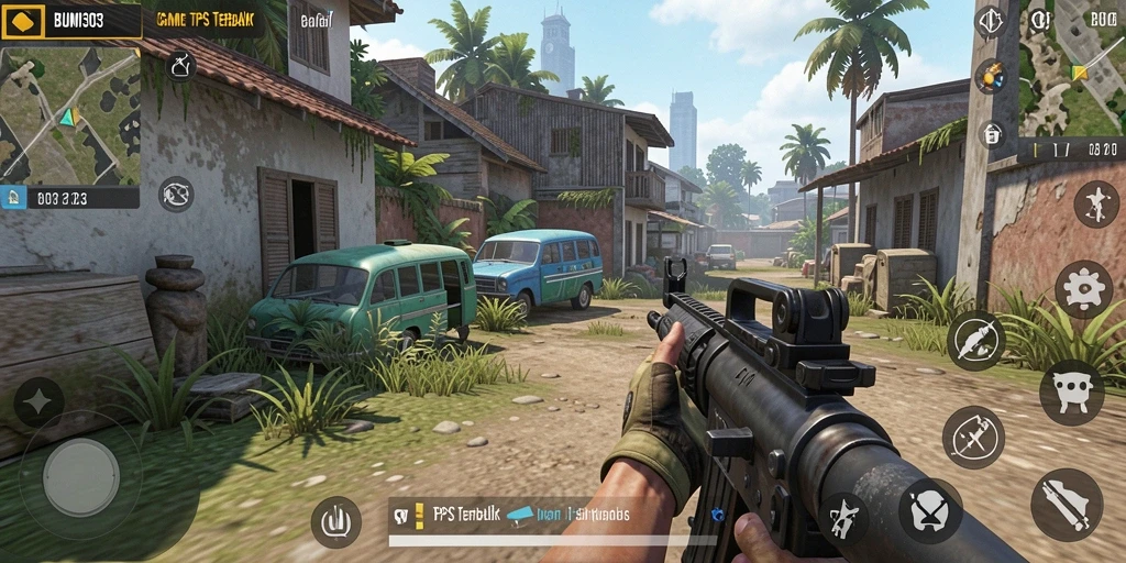 Screenshot gameplay BUMI303 menampilkan aksi seru di arena TPS.