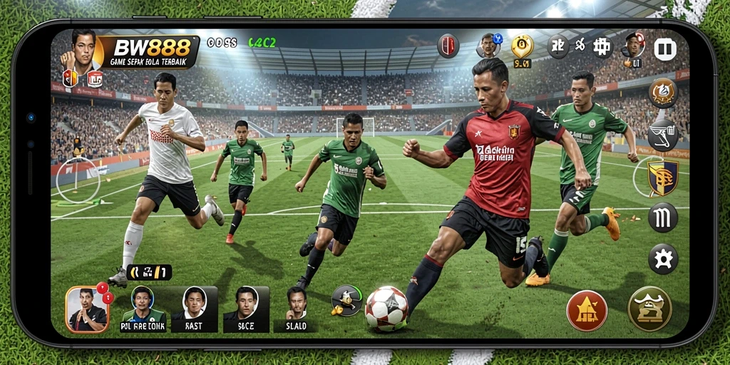 Tampilan gameplay BW888 yang mendebarkan dengan aksi sepak bola nyata.
