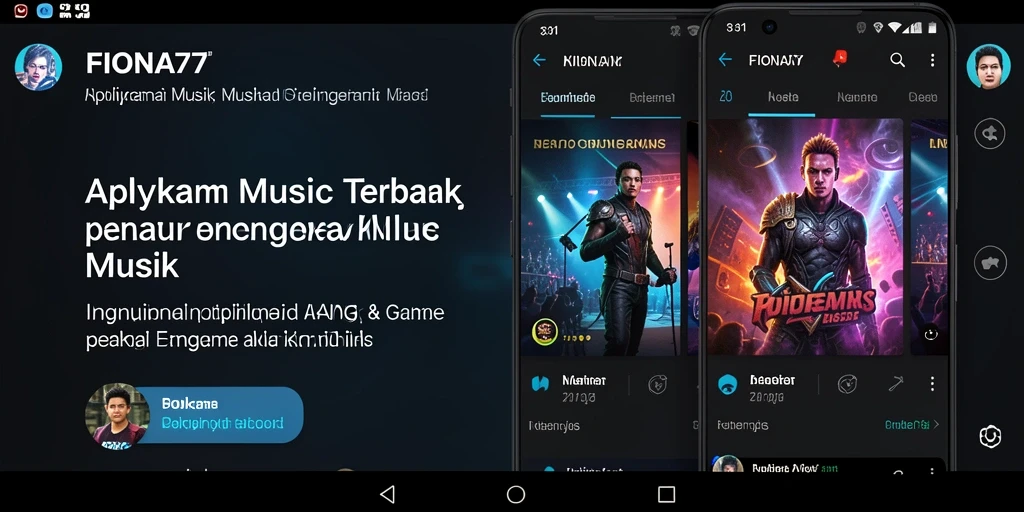 Screenshot gameplay FIONA77 menampilkan pengalaman mendengarkan musik yang interaktif.