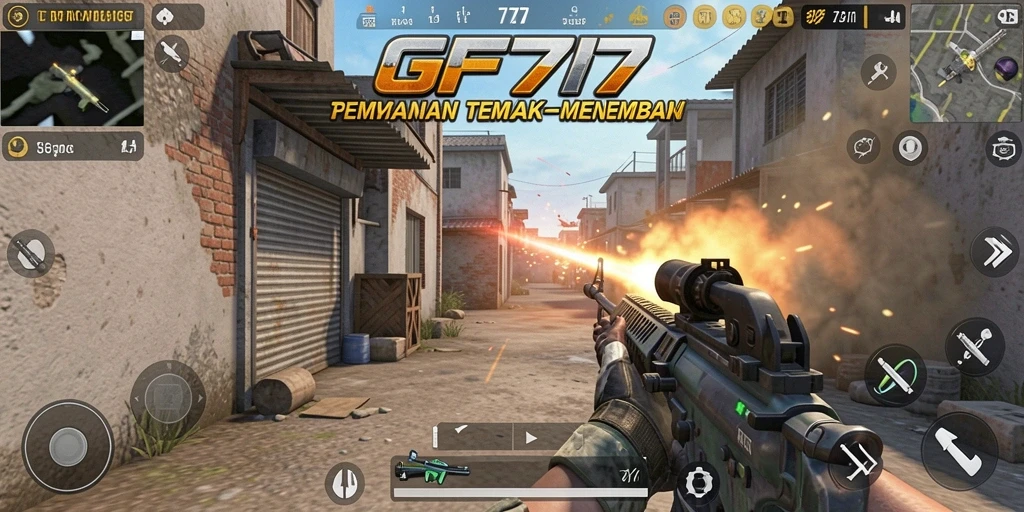 Tangkapan layar GF777 menunjukkan aksi tembak-menembak yang mendebarkan.