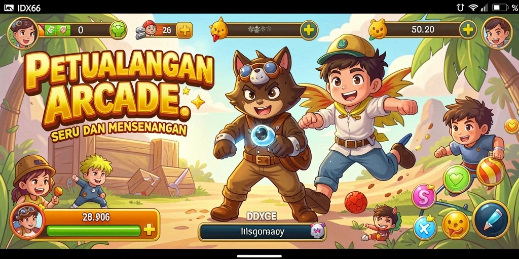 Tampilan gameplay seru dari IDX66 yang penuh warna.