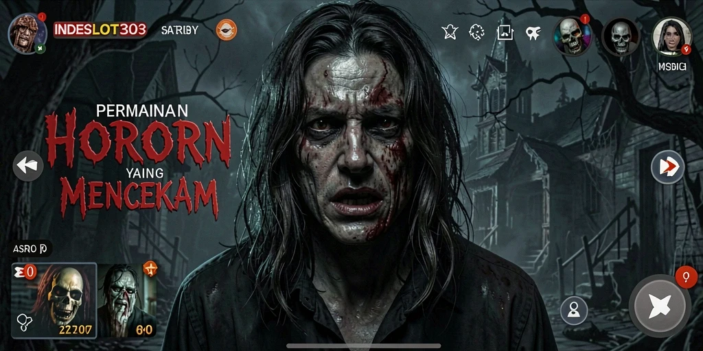 Tampilan gameplay menakutkan dari INDESLOT303 di dalam lingkungan angker.