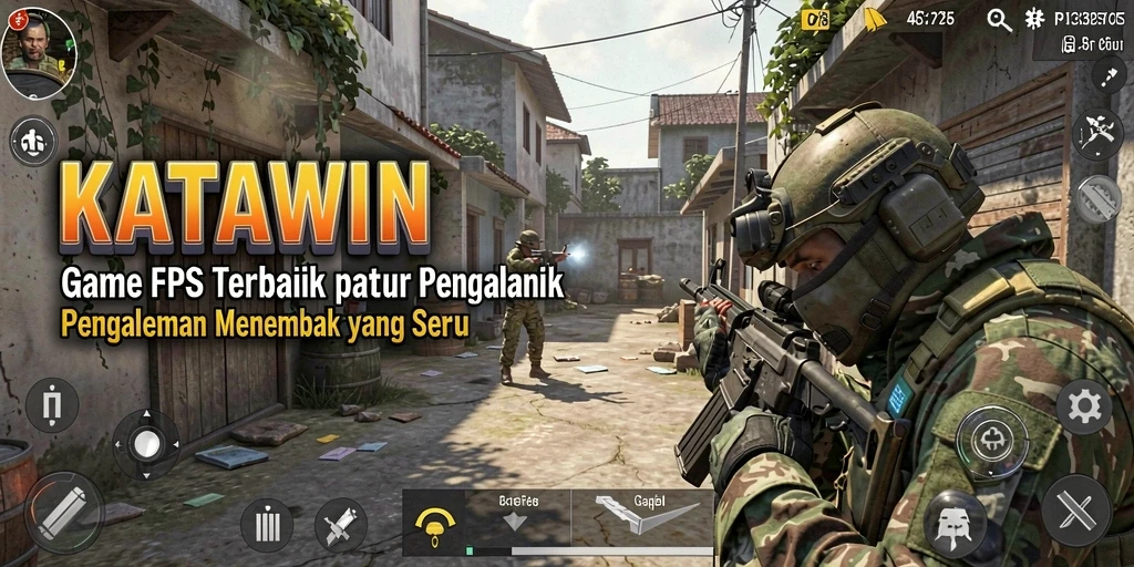 Screenshot gameplay KATAWIN menampilkan aksi seru dalam pertempuran FPS.