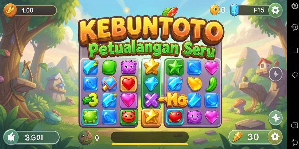 Tampilan screenshot dari KEBUNTOTO yang menampilkan gameplay Match-3 yang seru.