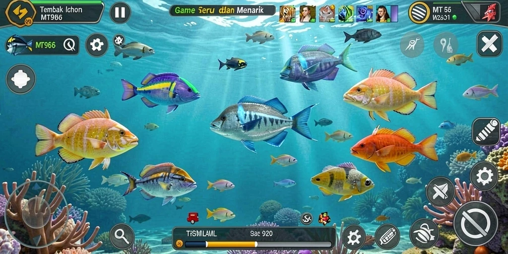 Screenshot menunjukkan gameplay seru dari Tembak Ikan MT966.