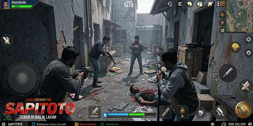 Tangkapan layar gameplay menakutkan dari SAPITOTO dengan suasana mencekam.