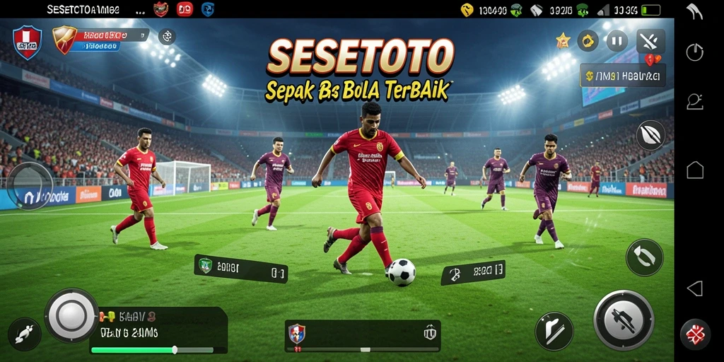 Screenshot gameplay SESETOTO dengan aksi seru di lapangan sepak bola.