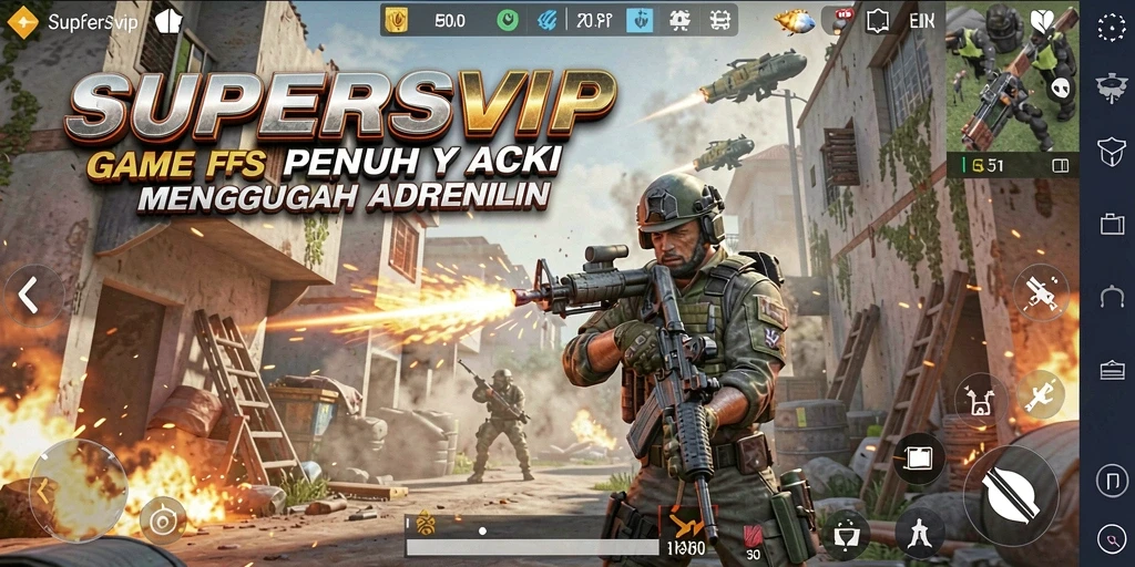 Tampilan menarik dari gameplay SUPERSVIP dalam aksi FPS.