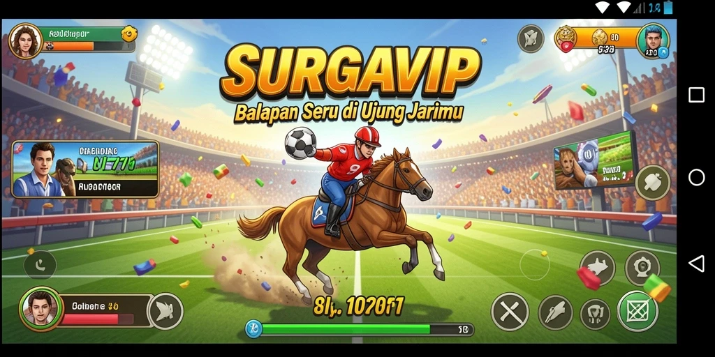 Tampilan balapan SURGAVIP yang mendebarkan dan penuh aksi.