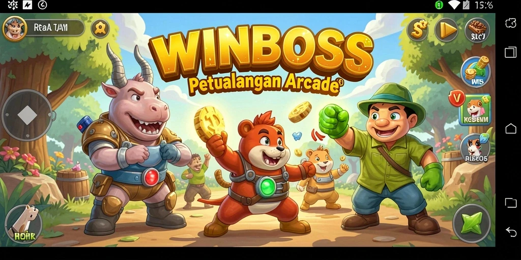 Tangkapan layar WINBOSS menampilkan gameplay seru dan penuh warna.